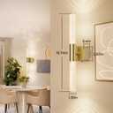 Battery Operated Wall Sconce Set of 2 Rechargeable Battery Powered Wall Light with 12000mAh Wireless Dimmable Wall Lamp Fixtures for Bedroom Living Room (Brushed Gold, 16"-2 Pack)