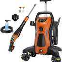 Pressure Washer 5000PSIIMAX Touch Screen Adjustable with Anti-Tipping Technolog, Spray Handle Smart Control, 5-Nozzle Set, for Cars//Home/Patios, Orange