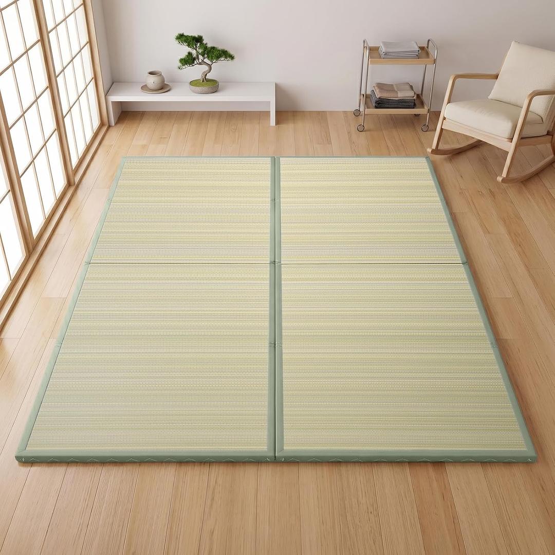 ZonLi Japanese Tatami Mat, Foldable Floor Sleeping Pad Futon Mattress, King