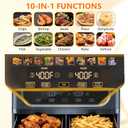 Simple Deluxe 9.5-Qt Dual Basket Air Fryer, 10-in-1 Digital Preset 1700W Airfryer, Sync Cook, Independent Temp Control, Shake Reminder, Nonstick Basket, Grey 