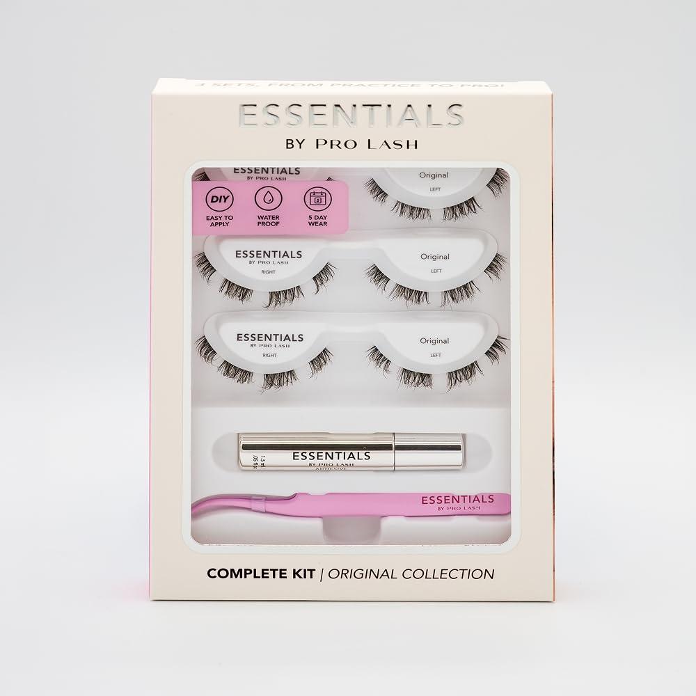 Essentials by Pro Lash Natural Lash Extension Kit Everyday Length Lash Clusters, DIY At-Home Extensions for Beginners, Lightweight False Lashes, Waterproof Wear