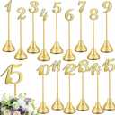 Maitys 15 Pcs Metal Table Numbers 115 with Weighted Base 8 Inch Table Number Stands for Wedding Reception, Party, Anniversary, Birthday Banquet(Gold)