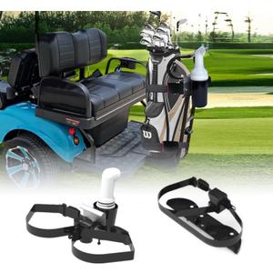 No Drilling Golf Cart Bag Holder Attachment with Sand Bottle Kit,Adjustable Golf Cart Rear Seat Bag Rack Compatible with Evolution Golf Cart D2 Classic Carrier & Forester,Better Fixation