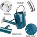 1 Gallon Metal Watering Can with Removable Spout, Nice Galvanized Steel Water Can with Embossed Design for Indoor and Outdoor Plants (Ocean Blue)