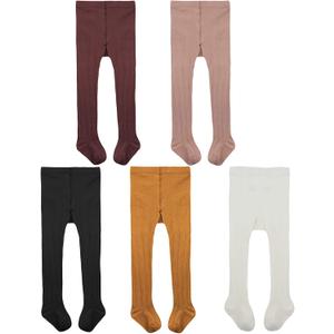 American Trends Baby Leggings Stocking Toddler Girl Socks Tights for Baby Girls Kids Winter Knitted Leggings (4-5T, Blackwhiteyellowpinkdpurple 5 Packs)