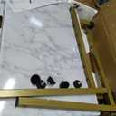 Folding tv Tray Dinner Snack Table,6 Height Adjustable Slide Under Couch Side Table, Portable Small Foldable C-Shaped End Table for Eating with Sturdy MDF Top,No Assembly(White Marble+Gold), 20.47 inches x 14.96 inches x 29.53 inches