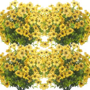 Grunyia 10 Bundles Artificial Flowers Outdoor UV Resistant Fake Flowers No Fade Faux Plants Garden Porch Window Box Decorating (Yellow)