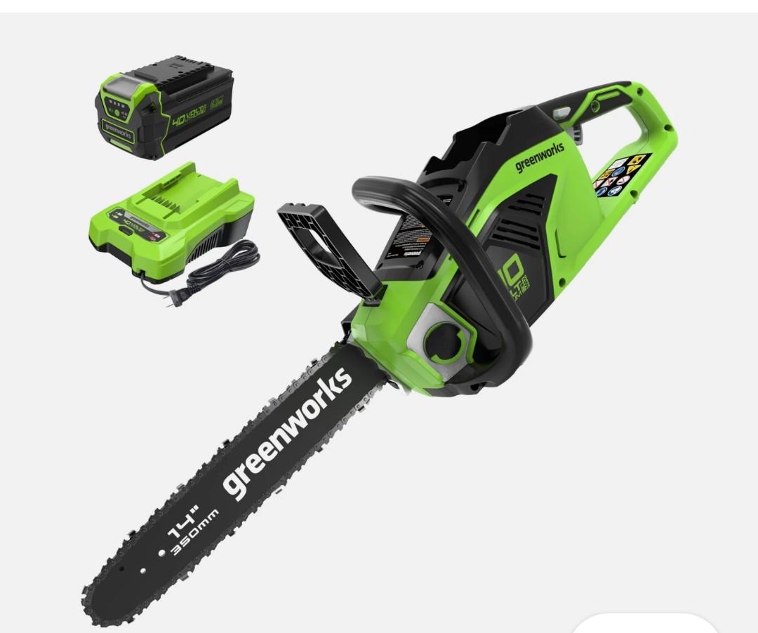 Greenworks 40V 14 inch Cordless Chainsaw with 4.0Ah Battery and 2A Charger