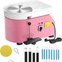 Pottery Wheel Pottery Forming Machine 25CM 350W Electric Pottery Wheel with Foot Pedal DIY Clay Tool Ceramic Machine Work Clay Art Craft (Pink)