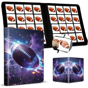 Football Card Binder 16 Pocket, Premium 1000+ Cards PU Cover Trading Sports Card Binder Side Loading Card Holder Collection Album Folders