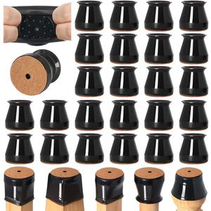 24 Pcs Chair Leg Floor Protectors for Hardwood Floors Silicone Covers to Protect Wood Tile Floors Felt Bottom Furniture Leg Caps Anti-Scratch Reduce Noise (Fit:0.9"-1.29")