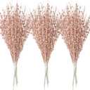 Joiedomi 24 pcs Christmas Tree Berry Stem (Rose Gold) Ornaments, Glittery Decorative Bead Sticks, Glittery Twigs, Picks, Branches for Christmas Tree, Small Vase, Holiday, Wedding, Party Decorations