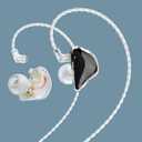 BASN Bmaster Triple Driver in-Ear Monitors Headphones with Powerful Deep Bass, HiFi Stereo IEM Earphones with Upgraded Detachable 2-Pin Cables for Musicians (White/Black, 2-Pin)
