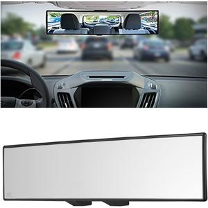 Car Rearview Mirrors,Yoolight Car Universal 12'' Interior Clip On Panoramic Rear View Mirror Wide Angle Rear View Mirror (12"L x 2.8" H)