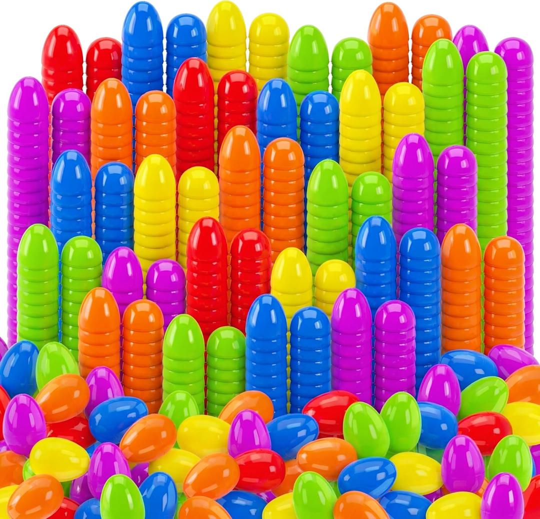 LINAYE 600PCS Plastic Easter Eggs Bulk Fillable, 6 Colors 2.3" Empty Eggs Bulk for Easter Eggs Hunts Party Favors Decorations, Classroom Prizes, Basket Stuffers