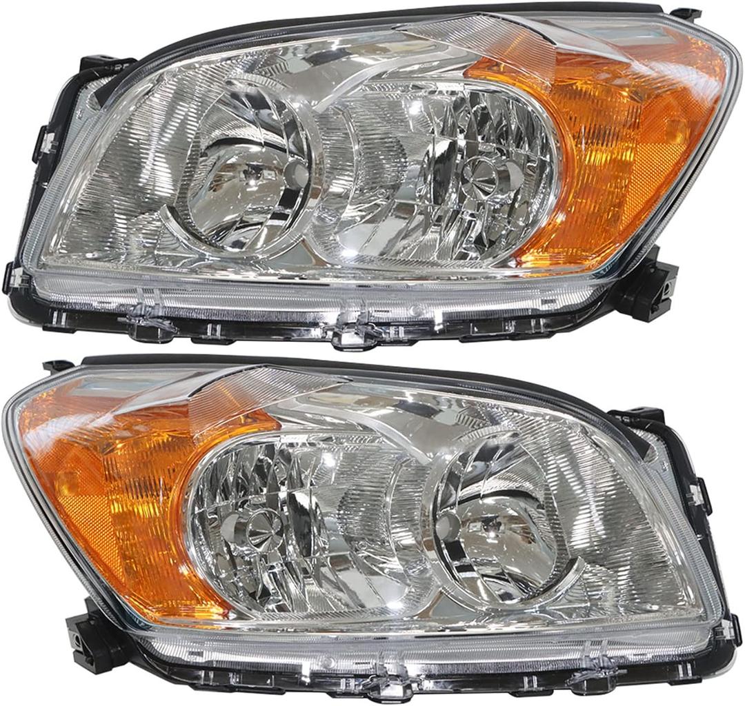 Silscvtt Headlights Front Head Lamps Replacement for Toyota RAV4 2009-2012 Projector Headlights Pair Left and Right Side (Passenger Driver Side)