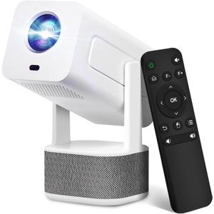 Mini Projector with WiFi and Bluetooth, Support 4K 1080P Full HD, Dual 5W Soundbase Speaker, 320 ANSI Lumens, 270° Rotation, Auto Keystone Correction, 30''-200'' Screen Portable Projector