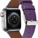Premium Italy Leather Bands Compatible with Apple Watch Band 40mm 38mm 41mm 42mm 44mm 45mm 46mm 49mm, Soft Leather Watch Replacement Band for Watch Series Ultra SE 10 9 8 7 6 5 4 3 2 1 for Women Men (Purple)