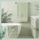 2 Pcs Eucalyptus Hand Towels for Bathroom Decorative Sage Green Eucalyptus Towel Embroidered 100% Cotton Green Leaves Hand Towels 13.4x29Inch for Bathroom Kitchen Décor (Green, Eucalyptu)