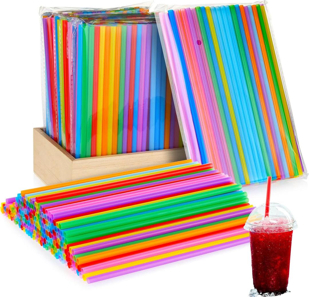 Eaasty 1000 Pcs Colorful Disposable Drinking Plastic Straws Bulk, 0.24'' Diameter and 7.87" Long Plastic Long Disposable Drinking Straws (Multicolor)