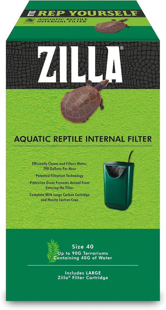 Zilla Aquactic Pet Reptile Internal Water Filter, For Up To 40 Gallons of Water