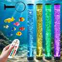 4FT Sensory Bubble Lamp, 9 Floating Fish, 16 Color LED