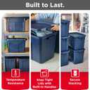Rubbermaid Roughneck Tote 18 Gal, 6 Pack, Made in USA, Dark Indigo Metallic, Rugged Plastic Stackable Storage Bins with Lids and Handles