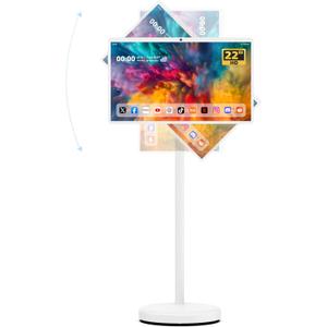 22 Inch Portable Smart Screen On Wheels, 1080P Touchscreen Display, Rolling TV with 13MP HD Build-in Camera, Android 13 OS,10W Stereo Speakers, Built-in Battery(6-8H),Remote Control, 6+128GB Storage