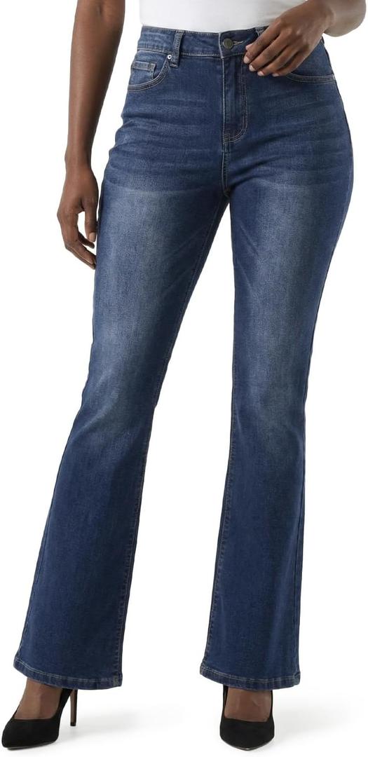 Zylioo Tall Jeans for Women 31"/33" Inseam Long Stretch Denim Pants Straight Leg Mid Rise Classic Fit for Tall Ladies (Medium Extra Tall, Dark Blue-flare)