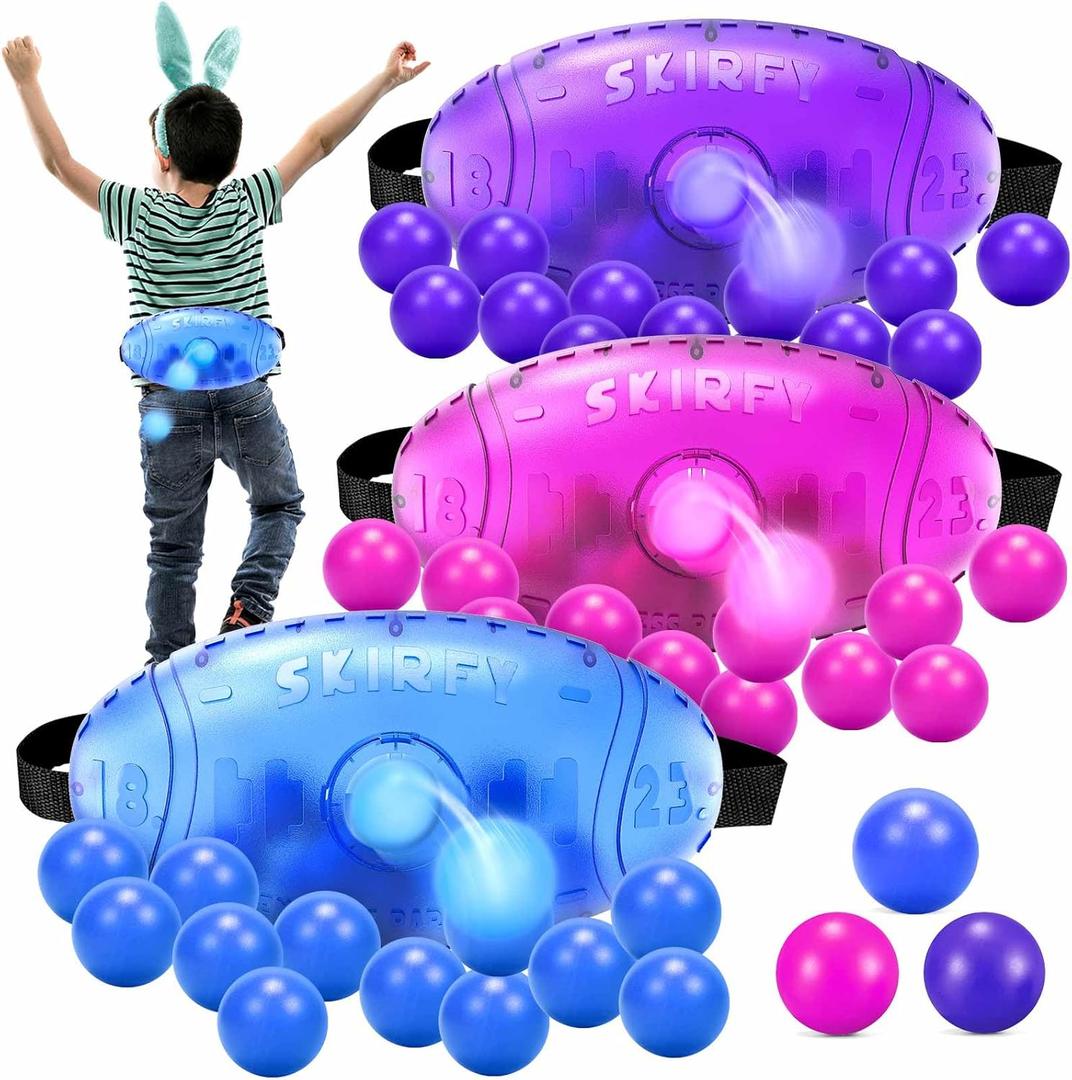Skirfy Outdoor Party Games for Kids Adults, Translucent 3 Pack Shaking Ball Toy with 60 Balls, Birthday Outdoor Indoor Toys, Family Carnival Birthday Carvinal Game for Boy Girl Age 4-12 (Pink&blue&purple)
