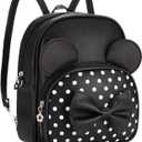 Mini Backpack for Girls Women Cute Bowknot Polka Dot Small Mouse Backpack for Kid Toddler Purse Shoulder Bag Daypacks (Black)