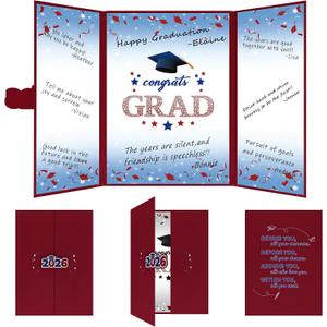 2 x Vlipoeasn 2026 Graduation Guest Book Alternative, Red Blue & White Class of 2026 Graduation Party Decorations, Unique Graduation Gifts for Friends, Grad Signature Book for 2026 College High School