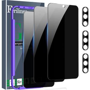 Ferilinso 3 Pack Privacy Screen Protector for Samsung Galaxy S25 with 3 Pack Tempered Glass Camera Lens Protector Phone Case Friendly Accessories Protector de Pantalla for Samsung S25