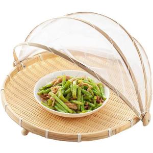Bread Boxes, Vietnamese Food Serving Tent Tray Mesh Food Storage Basket Home Food Storage Basket with Mesh Gauze Cover Container (Beige S)