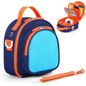 Carrying Case Compatible with Yoto Mini 2024 Edition Kids Audio Music Player & Headphone, Travel Storage Bag for Audiobook Cards Radio (Up to 30 Cards) with Adjustable Strap, Blue(Bag Only)