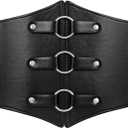 WERFORU Women Wide Corset Elastic Belt Thick Vintage Ladies Costume Waspie Waist Belt (Black)
