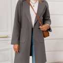 Tankaneo Womens Pea Coat Notched Lapel Single Breasted Long Jacket Winter Casual Trench Coat Outerwear, M