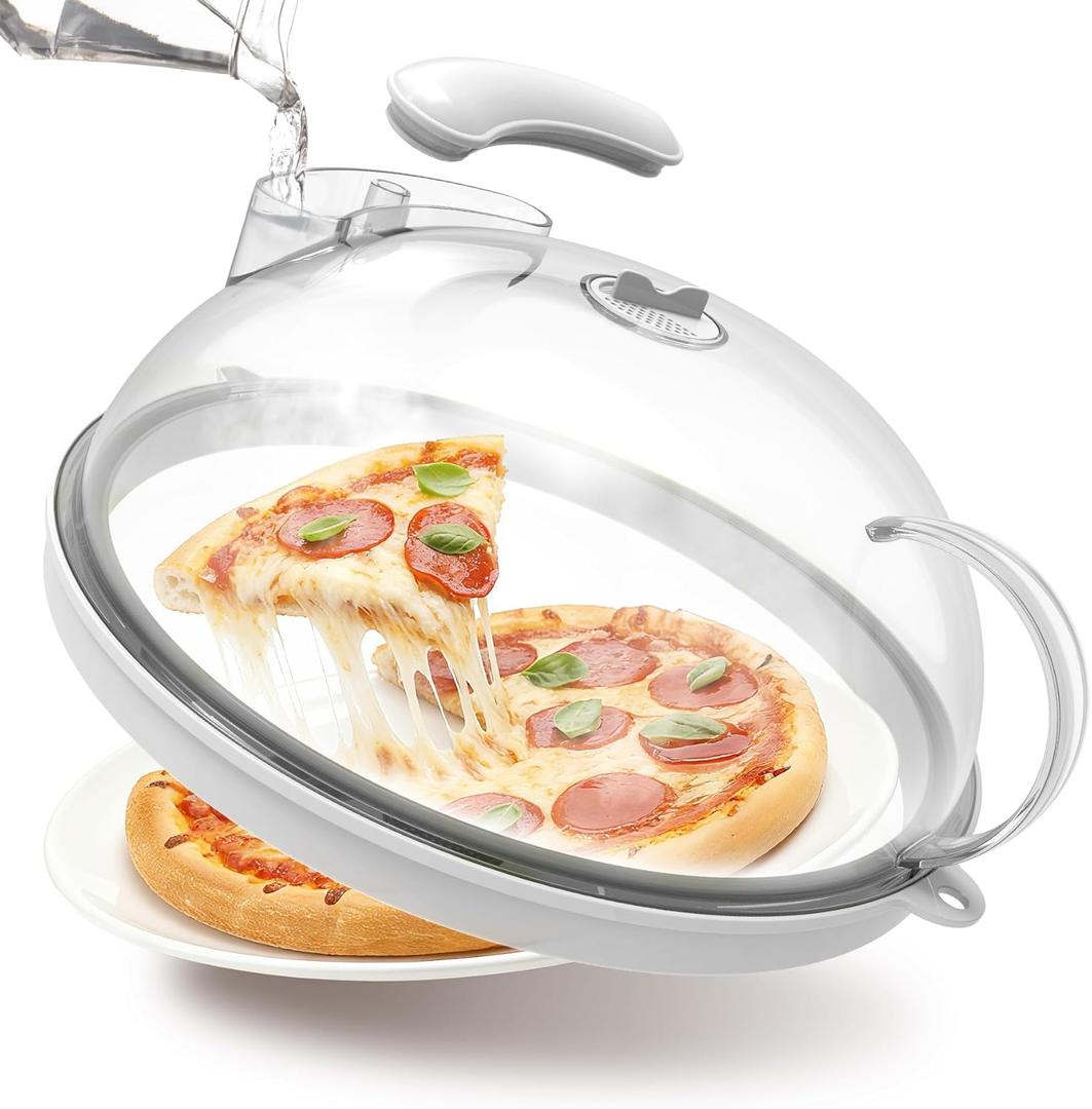 Microwave Splatter Cover with Water Steamer, Upgraded Microwave Cover for Food with Handle, Clear Plate Covers, Splatter Guard, Kitchen Essentials Gadgets, House Warming Gifts New Home, 10 Inch