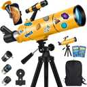 MEEZAA Telescope for Adults & Kids, 80mm Aperture 500mm Portable Refractor Telescope for Astronomy Beginners, Professional Travel Astronomical Telescopes with Tripod, Stickers, Phone Adapter, Backpack