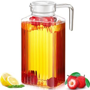 Panitay 1 Pcs 68 Ounces Plastic Pitcher with Lid Clear Acrylic Pitcher Shatter Proof Juice Containers with Lids for Water Milk Sangria Lemonade