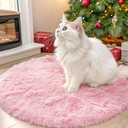OLANLY Pink Round Rugs for Bedroom - Machine Washable, 2 ft Circle Area Rugs for Living Room, Soft and Fluffy Shaggy Carpet for Teen Girls and Boys, Nursery Rooms, Dorms, Home Decor Aesthetic