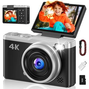 MaxMango Digital Camera for Photography, 64MP & 2.4’’ Vlogging Camera for YouTube,180° Flip Screen Point and Shoot Digital Cameras with 16GB SD Card for Teenager Adult Beginner