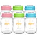 Matyz 6-PACK Breast Milk Storage Bottles (6 Oz, Green, Blue, Pink) - Wide Neck Breastmilk Collection and Storage Bottle - Formula Storage Bottles Compatible With Medela Avent Spectra Pumps