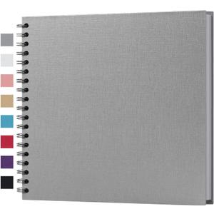 potricher 10 x 10 Inch DIY Scrapbook Album 40 Pages Hardcover Kraft Paper Scrap Book Photo Albums Memory Book for Wedding and Anniversary Family (Gray, 10 Inch)