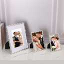 Silver 8x10'' Heavy-Duty Zinc Alloy Photo Frames with Acid Free Mat for 5x7'',Wave Design Silver Picture Frame 8x10'' with Black Velvet Backing,for Desktop and Wall Hanging