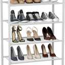 HOMEFORT Shoe Rack 6-Tier, Shoe Storage Shelf, Industrial Shoe Tower, Narrow Shoe Organizer for Closet Entryway, Small Shoe Rack Table with Durable Metal Shelves,White Oak