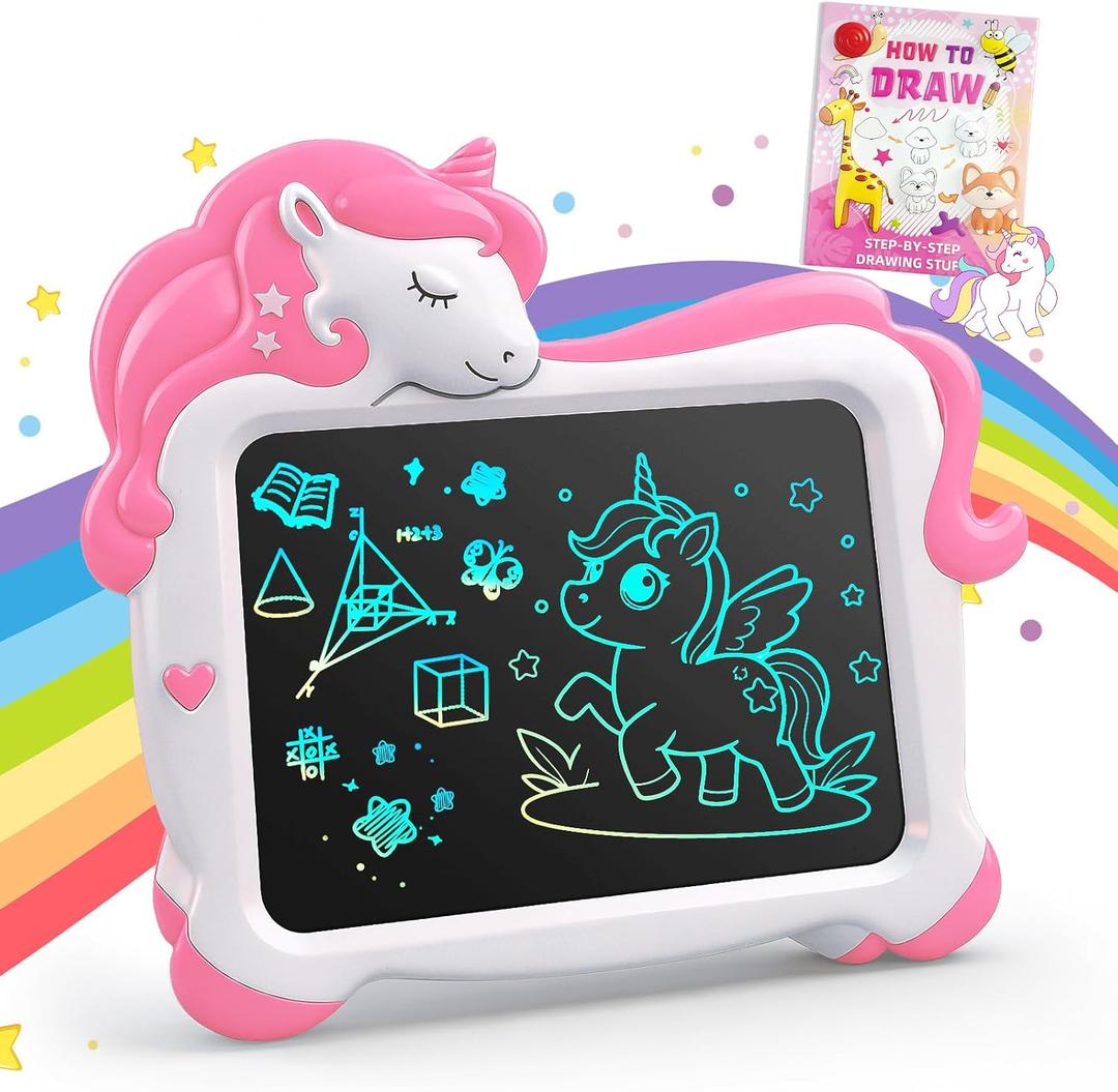 10 Inch LCD Writing Tablet for Kids, Unicorn Toys Gifts for Girls, Colorful Toddlers Drawing Board, Erasable Doodle Pad, Birthday Party for 3 4 5 6 7 8 9 Year Old Girl (Pink)