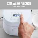 GreenLife Digital Rice Cooker, 2-Cups Uncooked/4-Cups Cooked, Removable Nonstick Ceramic PFAS-Free Pot, One-Touch Presets, Oats, Quinoa, Brown Rice, Auto Keep Warm, Fuzzy Logic Tech, 1.5QT, White