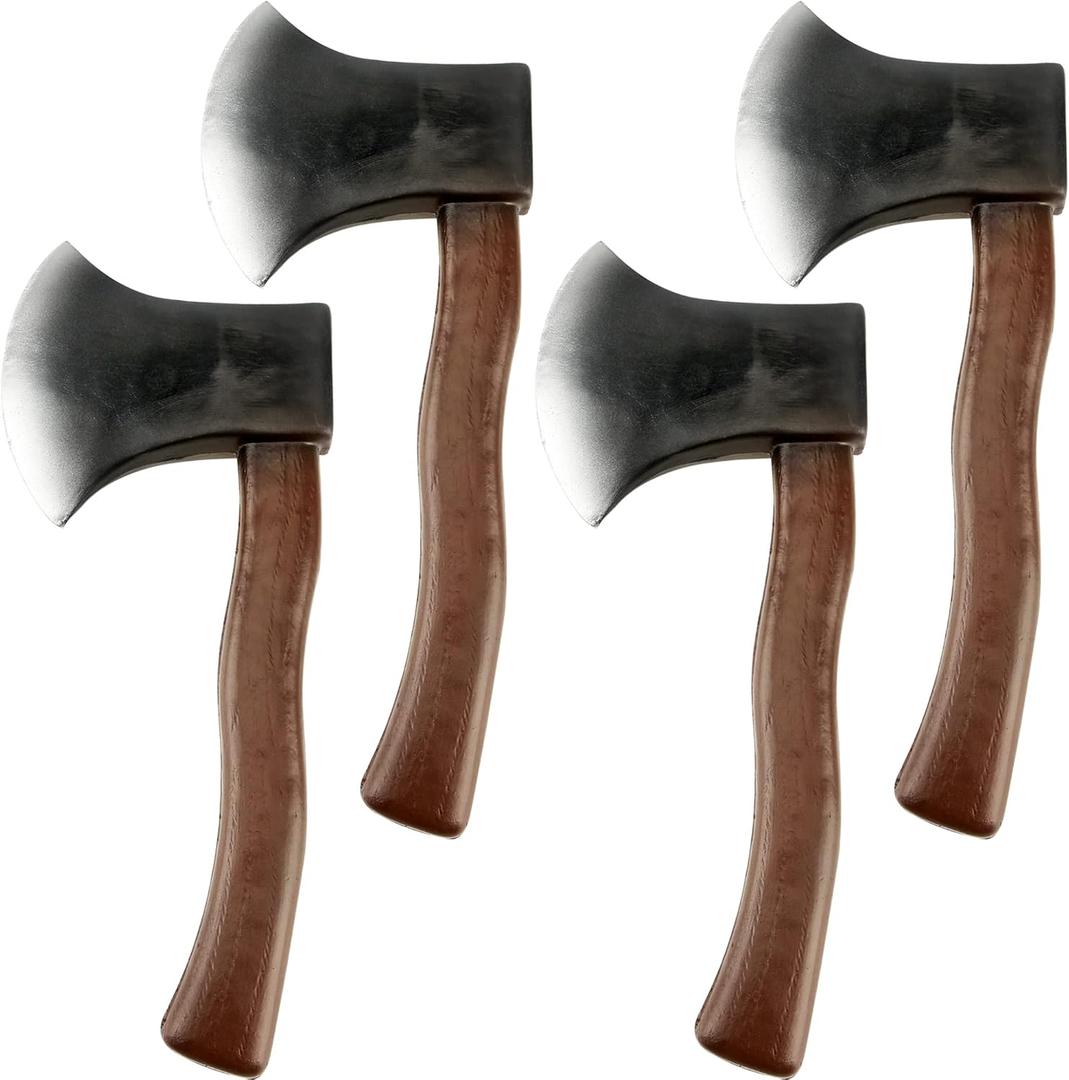 4 Pieces Foam Axe Prop Fake Hatchet Toy Costume Props for Lumberjack Butcher Halloween Costume Accessories Weapon Toy (Black)