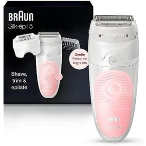 Braun Epilator Silk-épil 5 5-620, Hair Removal Device, Epilator for Women, Shaver & Trimmer, Cordless, Rechargeable, Wet & Dry, 6 Piece Set